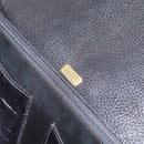BALLY Business Bag Leather Black Gold Auth bs34560-17