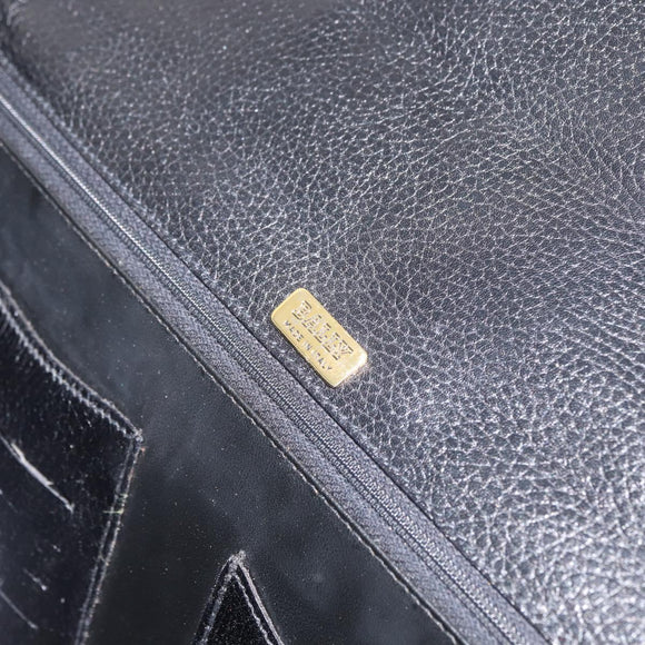 BALLY Business Bag Leather Black Gold Auth bs34560