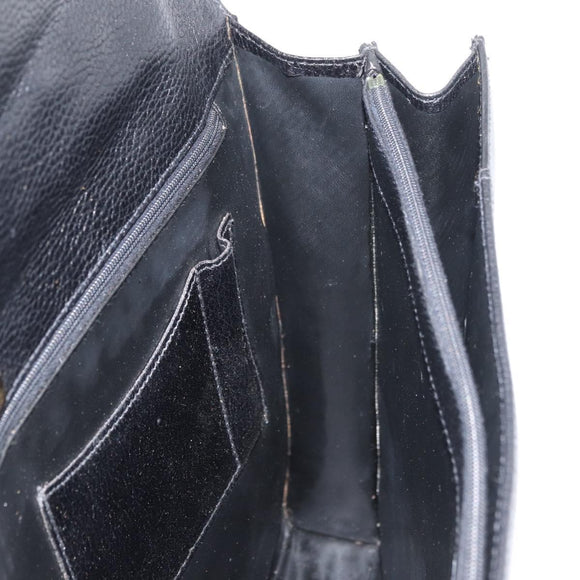 BALLY Business Bag Leather Black Gold Auth bs34560