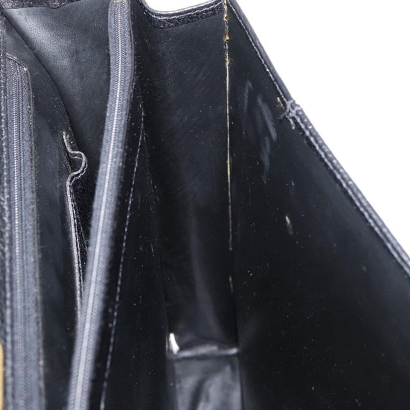 BALLY Business Bag Leather Black Gold Auth bs34560
