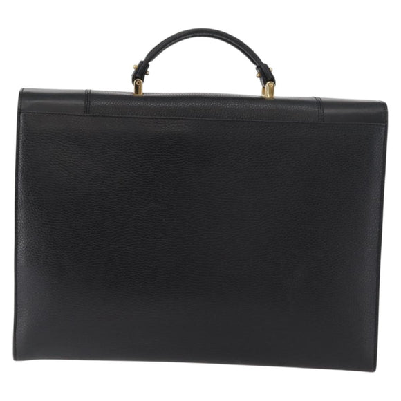 BALLY Business Bag Leather Black Gold Auth bs34560