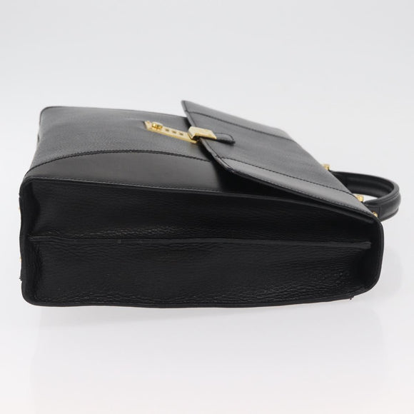 BALLY Business Bag Leather Black Gold Auth bs34560