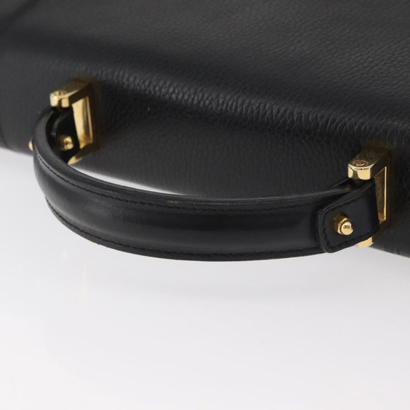 BALLY Business Bag Leather Black Gold Auth bs34560