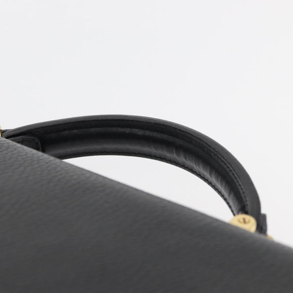BALLY Business Bag Leather Black Gold Auth bs34560