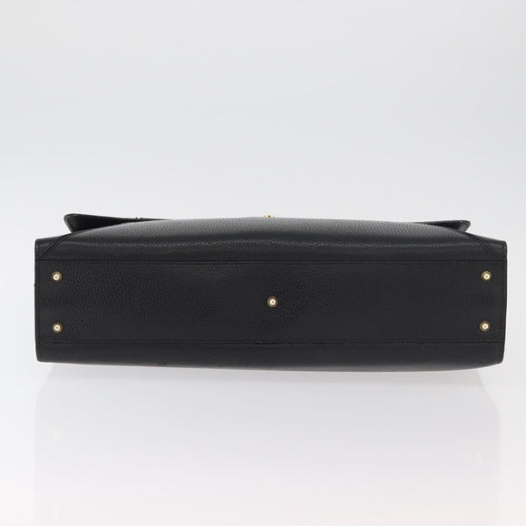 BALLY Business Bag Leather Black Gold Auth bs34560