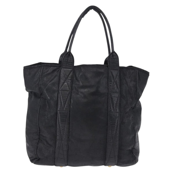Miu Miu Tote Bag Leather Black Gold Auth bs34561