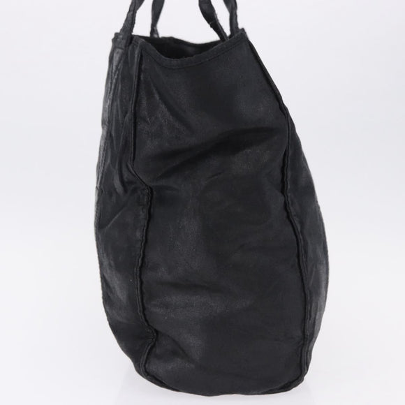 Miu Miu Tote Bag Leather Black Gold Auth bs34561