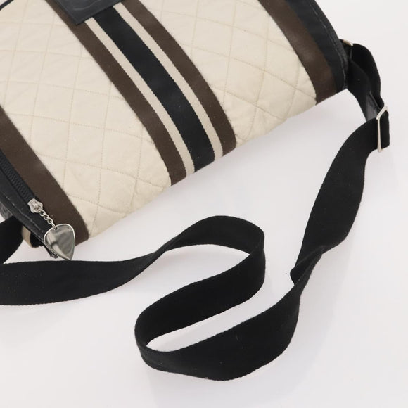 CHANEL Sports Line Shoulder Bag Canvas White Silver CC Auth bs34562