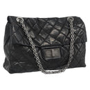 CHANEL Chain Matelasse 2.55 Shoulder Bag Patent leather Black CC Auth bs34563-1