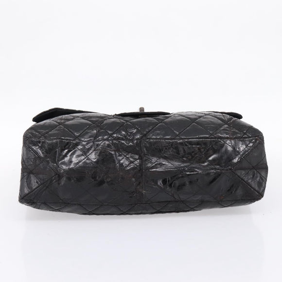 CHANEL Chain Matelasse 2.55 Shoulder Bag Patent leather Black CC Auth bs34563