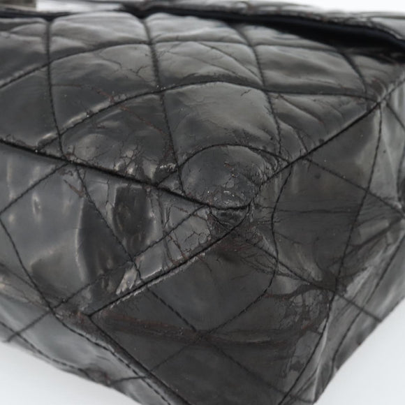 CHANEL Chain Matelasse 2.55 Shoulder Bag Patent leather Black CC Auth bs34563