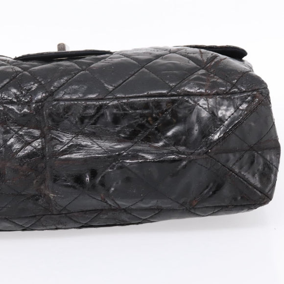 CHANEL Chain Matelasse 2.55 Shoulder Bag Patent leather Black CC Auth bs34563