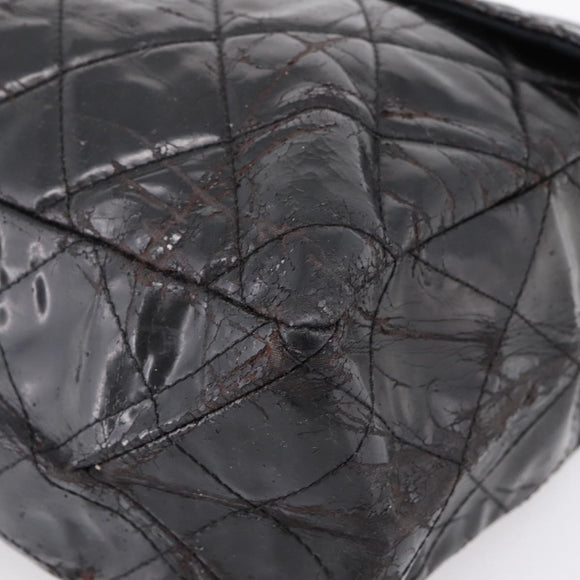 CHANEL Chain Matelasse 2.55 Shoulder Bag Patent leather Black CC Auth bs34563
