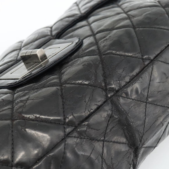 CHANEL Chain Matelasse 2.55 Shoulder Bag Patent leather Black CC Auth bs34563