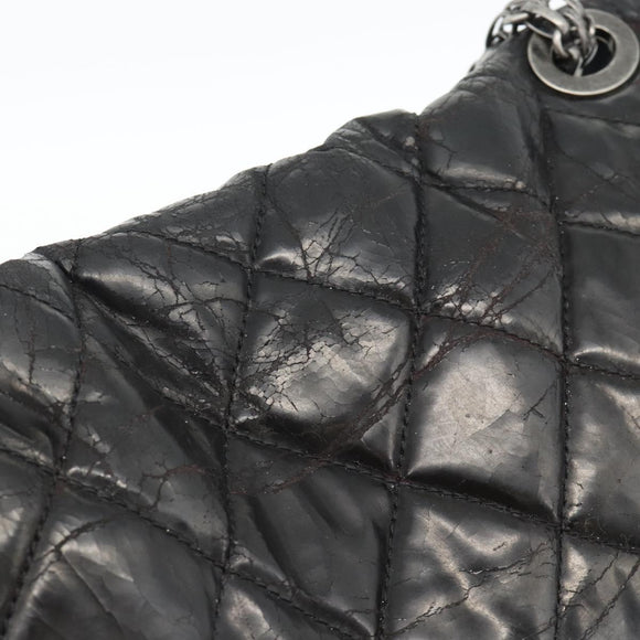 CHANEL Chain Matelasse 2.55 Shoulder Bag Patent leather Black CC Auth bs34563