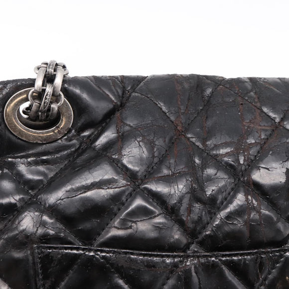CHANEL Chain Matelasse 2.55 Shoulder Bag Patent leather Black CC Auth bs34563