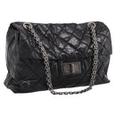 CHANEL Chain Matelasse 2.55 Shoulder Bag Patent leather Black CC Auth bs34563-1