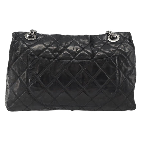 CHANEL Chain Matelasse 2.55 Shoulder Bag Patent leather Black CC Auth bs34563