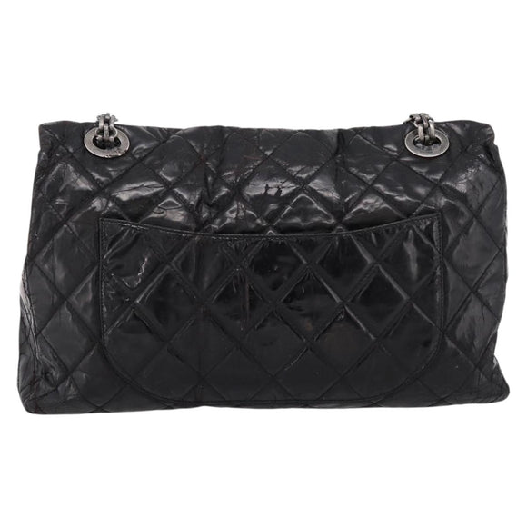 CHANEL Chain Matelasse 2.55 Shoulder Bag Patent leather Black CC Auth bs34563