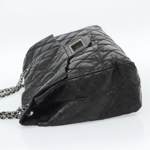CHANEL Chain Matelasse 2.55 Shoulder Bag Patent leather Black CC Auth bs34563
