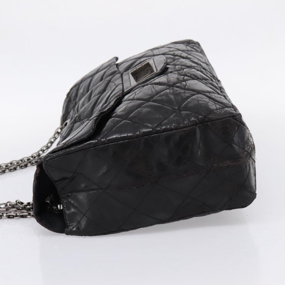CHANEL Chain Matelasse 2.55 Shoulder Bag Patent leather Black CC Auth bs34563