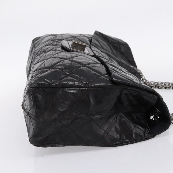 CHANEL Chain Matelasse 2.55 Shoulder Bag Patent leather Black CC Auth bs34563
