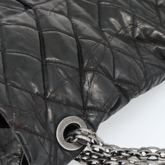 CHANEL Chain Matelasse 2.55 Shoulder Bag Patent leather Black CC Auth bs34563