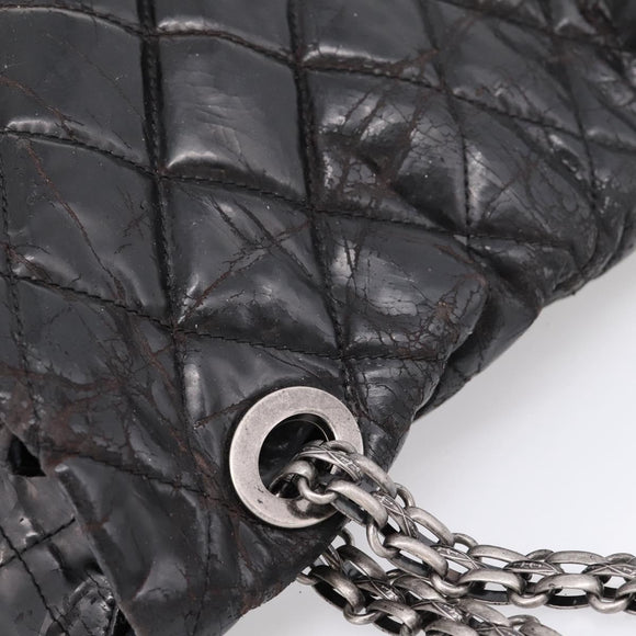 CHANEL Chain Matelasse 2.55 Shoulder Bag Patent leather Black CC Auth bs34563