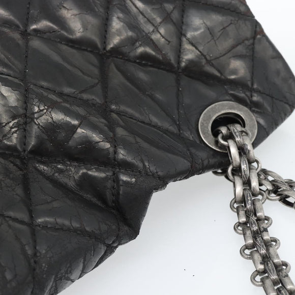 CHANEL Chain Matelasse 2.55 Shoulder Bag Patent leather Black CC Auth bs34563
