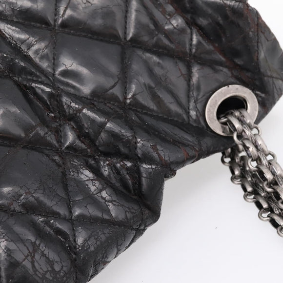 CHANEL Chain Matelasse 2.55 Shoulder Bag Patent leather Black CC Auth bs34563