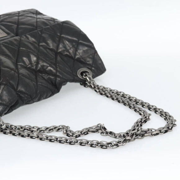 CHANEL Chain Matelasse 2.55 Shoulder Bag Patent leather Black CC Auth bs34563