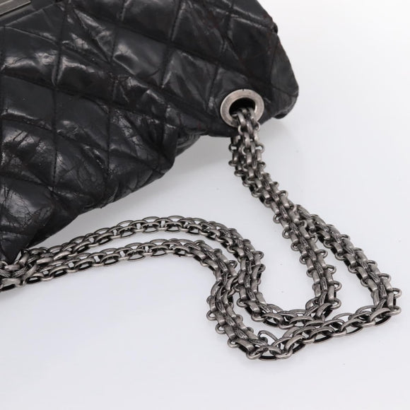 CHANEL Chain Matelasse 2.55 Shoulder Bag Patent leather Black CC Auth bs34563