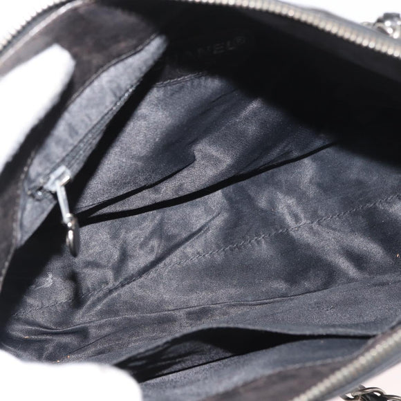 CHANEL Chain Shoulder Bag Patent leather Black Silver CC Auth bs34564