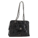 CHANEL Chain Shoulder Bag Patent leather Black Silver CC Auth bs34564-1