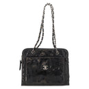 CHANEL Chain Shoulder Bag Patent leather Black Silver CC Auth bs34564-13