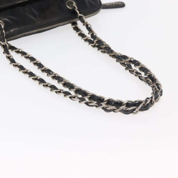 CHANEL Chain Shoulder Bag Patent leather Black Silver CC Auth bs34564