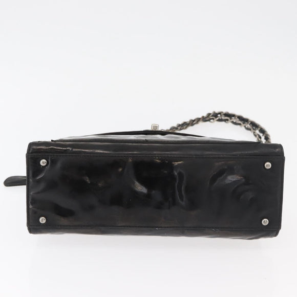 CHANEL Chain Shoulder Bag Patent leather Black Silver CC Auth bs34564