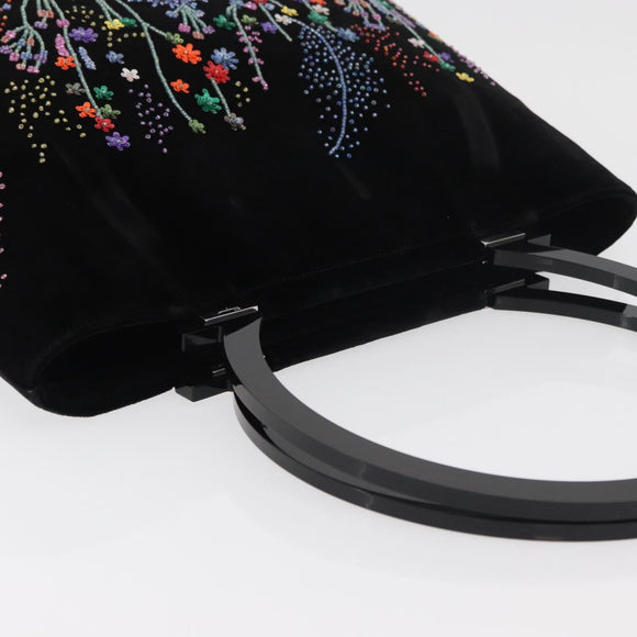 Salvatore Ferragamo Tote Bag Velor Black Silver Auth bs34565A