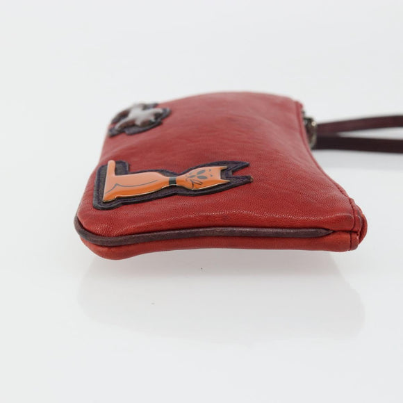 Miu Miu Hand Pouch Hand Bag Leather Red Auth bs34578