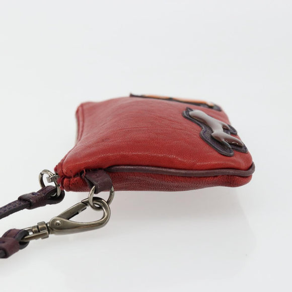Miu Miu Hand Pouch Hand Bag Leather Red Auth bs34578
