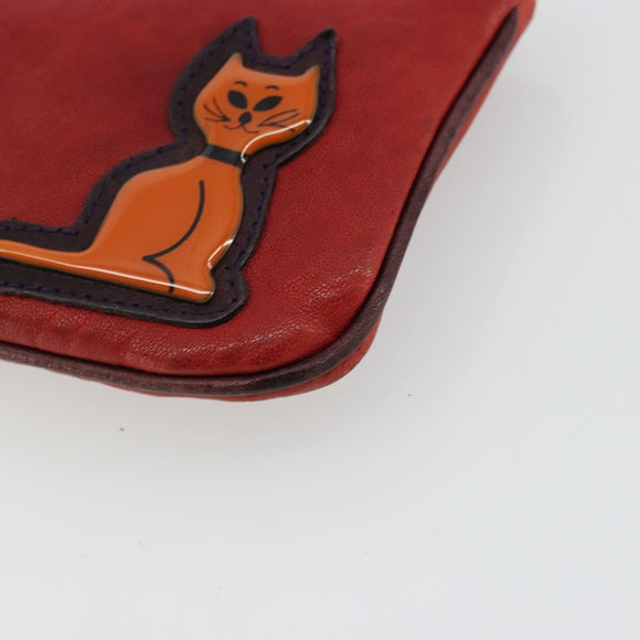 Miu Miu Hand Pouch Hand Bag Leather Red Auth bs34578