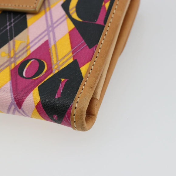 Christian Dior Bifold Wallet Coated Canvas Pink Silver Auth bs34579A