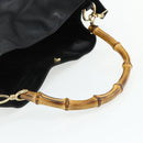 GUCCI Bamboo Shoulder Bag Leather 2way Black Gold 001 2404 1577 Auth bs34581-7