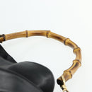 GUCCI Bamboo Shoulder Bag Leather 2way Black Gold 001 2404 1577 Auth bs34581-8