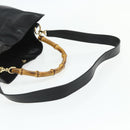 GUCCI Bamboo Shoulder Bag Leather 2way Black Gold 001 2404 1577 Auth bs34581-9