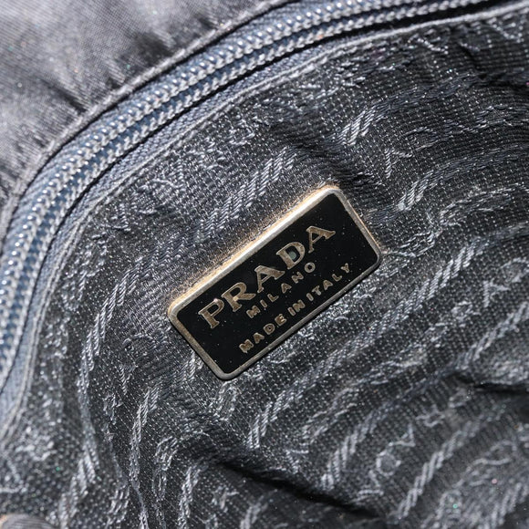 PRADA Chain Hand Bag Nylon Black Gold Auth bs34582