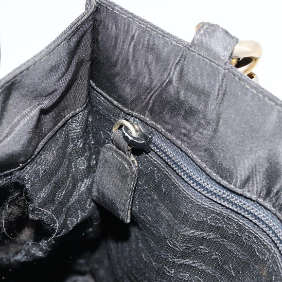PRADA Chain Hand Bag Nylon Black Gold Auth bs34582
