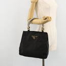 PRADA Chain Hand Bag Nylon Black Gold Auth bs34582-23