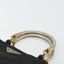 PRADA Chain Hand Bag Nylon Black Gold Auth bs34582-8