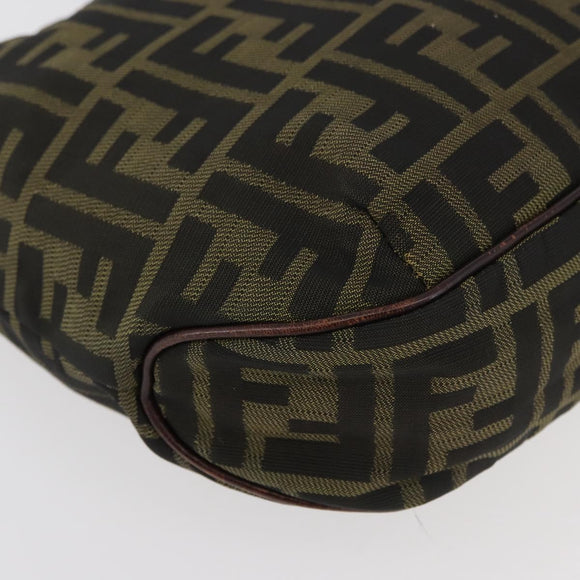 FENDI Zucca Canvas Hand Bag Black Brown Auth bs34584